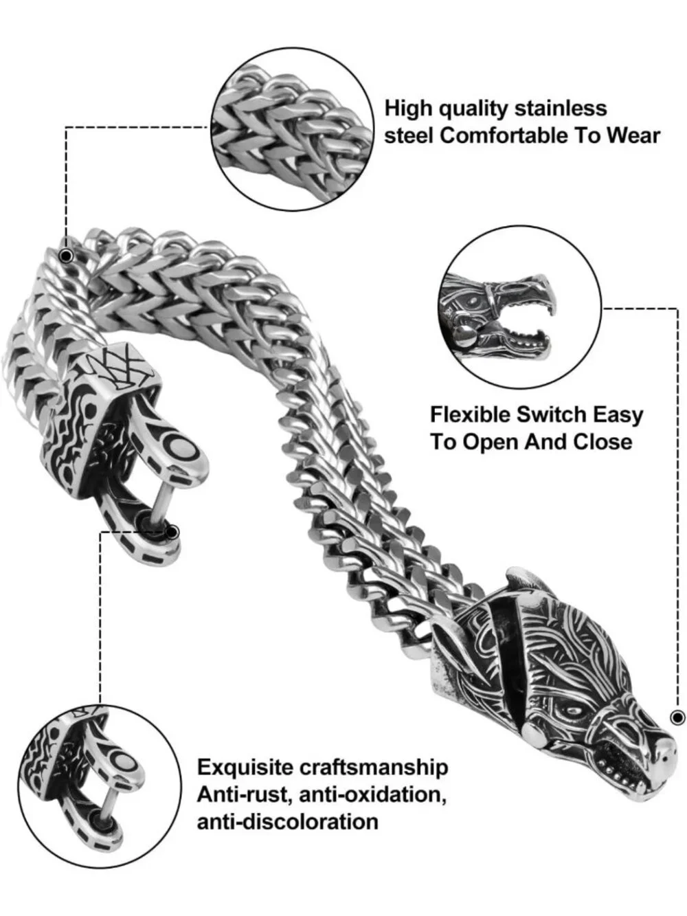 Gothic Punk Heavy Chain Bracelet Collection | Vintage Biker Viking Jewelry